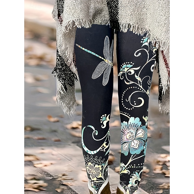 Women's Slacks Leggings Cozy Leggings Vacation Vintage Streetwear Full Length Natural Floral Graphic Animal Elastic Waist Print Comfy Outdoor Comfortable High Elasticity Outdoor Vacation Streetwear2