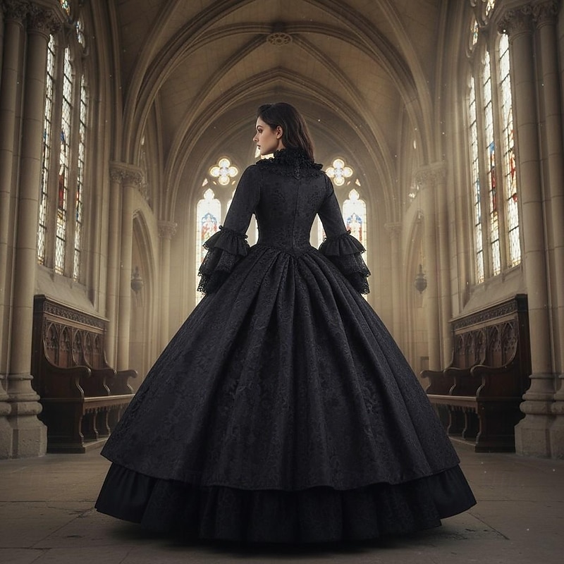 Gothic Lolita Rococo Victorian Fancy Costume Ball Gown Prom Dress Witch Queen Princess Fancy Dress Women's Royal Halloween Carnival Performance Masquerade Ren Faire Adults' Dress2