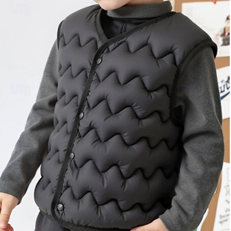 Kids Unisex Vest Coat Outerwear Solid Color Sleeveless Buttons Keep Warm Soft Breathable Coat Outdoor Fashion Daily Black Pink Blue Fall Winter 4 years+3