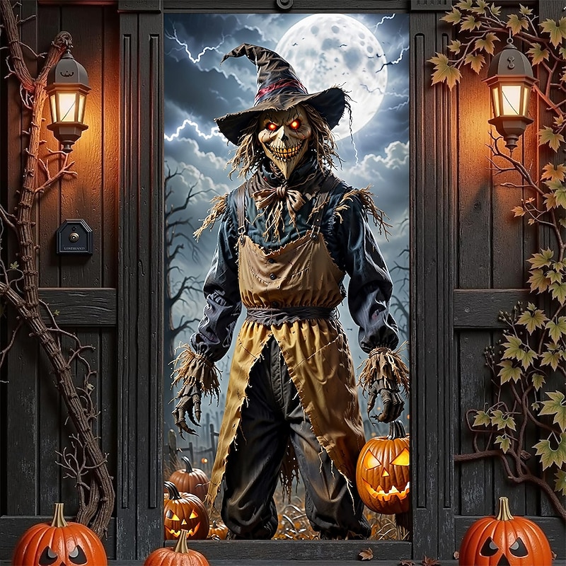 Halloween Posters Door Cover Outdoor Banners Scarecrow 3D Dark Punk Gothic Style Party Dorm Teens Room College Dorm Guys Man Cave Frat Bedroom Shooting Backgrounds Home Decor3