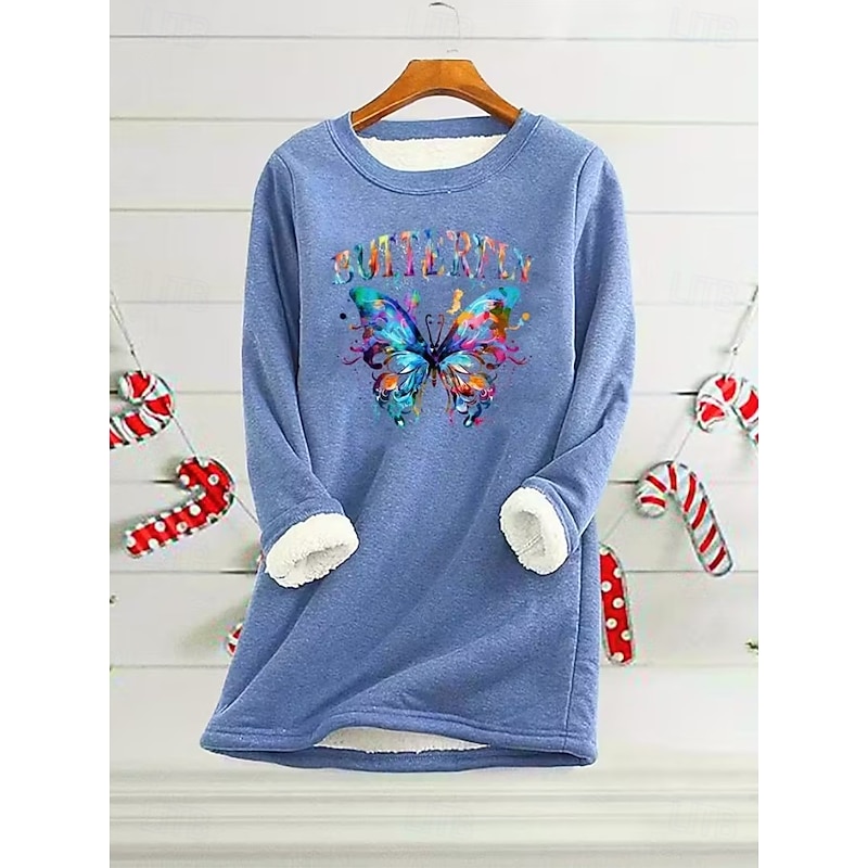 Women's Pullover Sweatshirt Graphic Letter Warm Casual Fuzzy Long Sleeve Crew Neck Round Neck Regular Tops Street Casual Light Pink Black Yellow Red Blue Spring Fall Winter