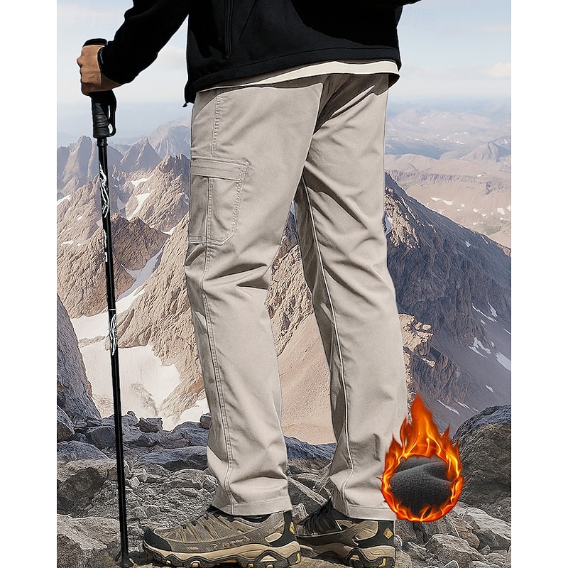 Men's Cargo Pants Hiking Pants Trousers Hiking Trousers Fleece Pants Outdoor Regular Fit Waterproof Windproof Warm Pants / Trousers Pocket Elastic Waist Black Khaki Camping / Hiking Hunting Climbing2