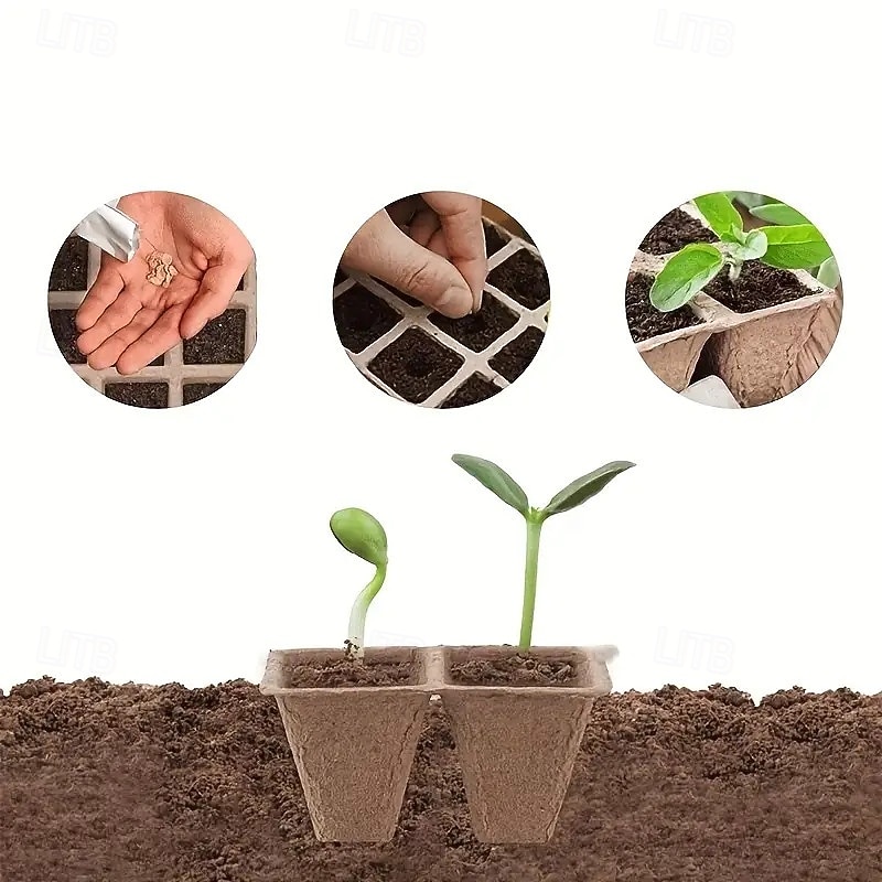 50/100 Pcs Seedling Starter Trays Biodegradable Nursery Pots for Tree Seedlings, Succulents, Cuttings, Microgreens, Orchids – Bulk Plant Germination Cups3