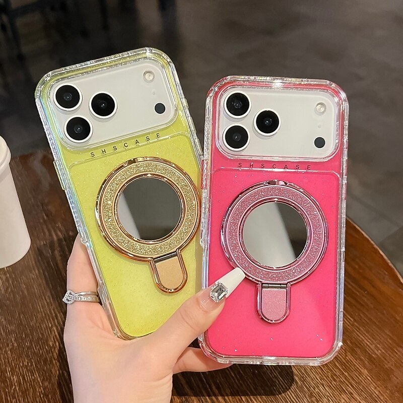 Phone Case For iPhone 17 Pro Max 17 Air 16 15 14 Pro Max Plus 13 Pro Max Back Cover with Stand Holder Bling Glitter Shiny Shockproof Retro TPU Acrylic3