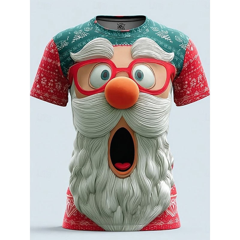 Christmas Women's T Shirt Graphic Santa Claus Vintage Stylish Classic Short Sleeve Crew Neck Regular Tops Daily Print White Red Blue Dark Green Green Fall Winter2