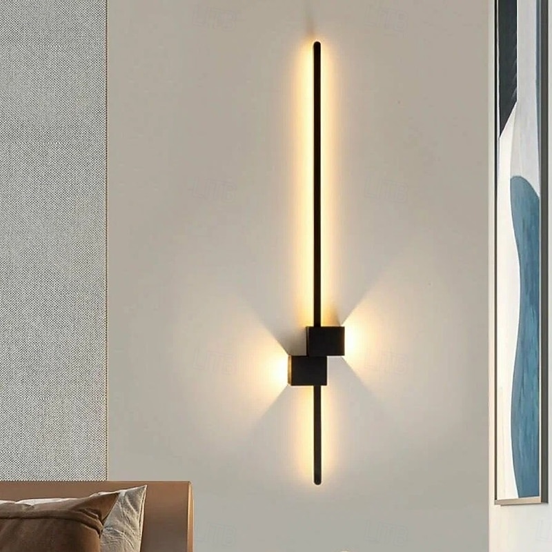 LED Wall Lamp Modern Design Up and Down Light 61/90cm Indoor Wall Sconce 10W Aluminum Warm White Lighting for Living Room Bedroom Bedside Black 110-240V 1PCS