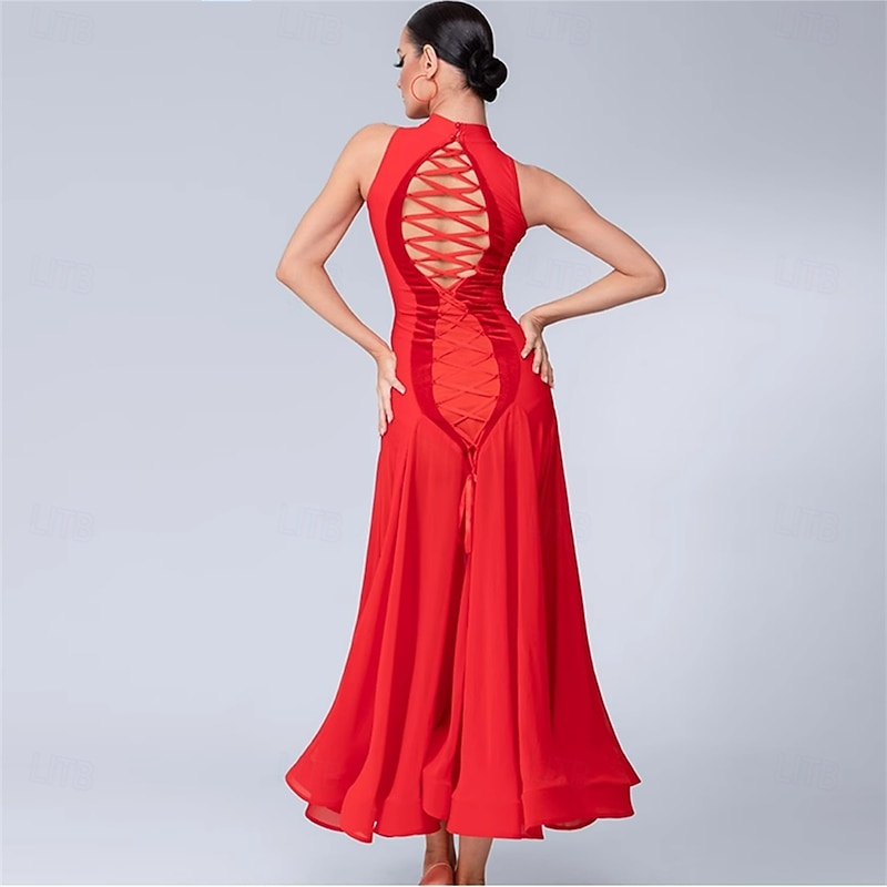 Women's Ballroom Waltz Modern Dance Dresses Performance Competition Dancewear4