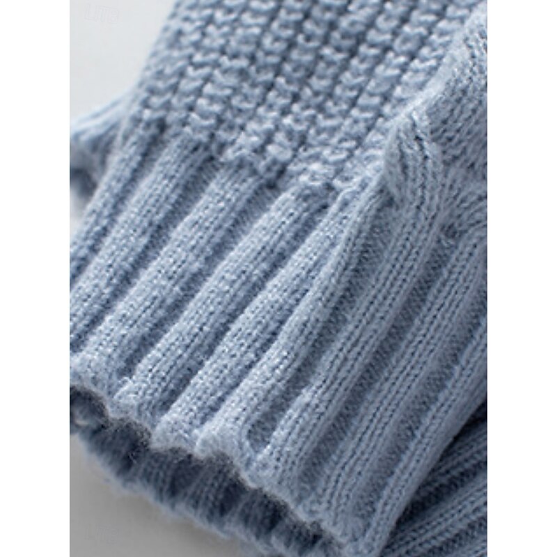 Women's Sweater Casual Soft Color Block Ribbed Crew Neck Knitted Long Sleeve Regular Tops Knit Outdoor Daily Weekend Pink Blue Fall Winter2