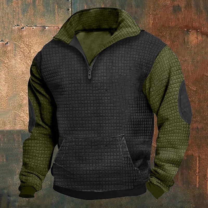 Men's Sweatshirt Black Navy Blue Brown Khaki Standing Collar Color Block Patchwork Color Block Sports & Outdoor Daily Holiday Streetwear Basic Casual Fall Spring &  Fall Clothing Apparel Hoodies