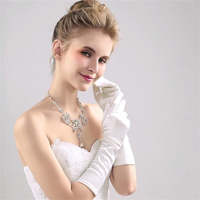 Satin Elbow Length Glove Elegant / Stylish / Simple With Pure Color Wedding / Party Glove2