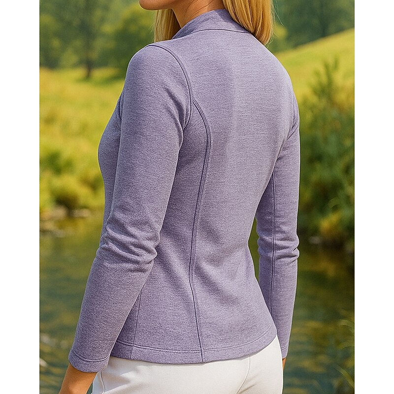 Women's Quarter Zip Sweater Long Sleeve Stand Collar Top Outdoor Thermal Warm Winter Polyester Purple Beige Grey Tennis Golf Running2