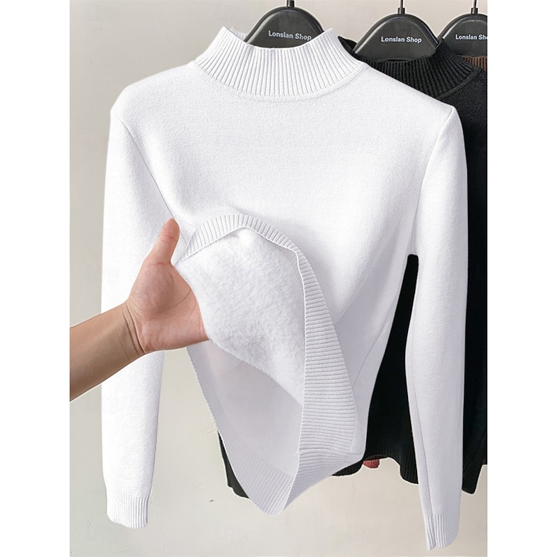 Women's Blouse Solid Color Stylish Casual Long Sleeve High Neck Regular Tops Daily Black White Wine Red Blue Spring Fall Winter2