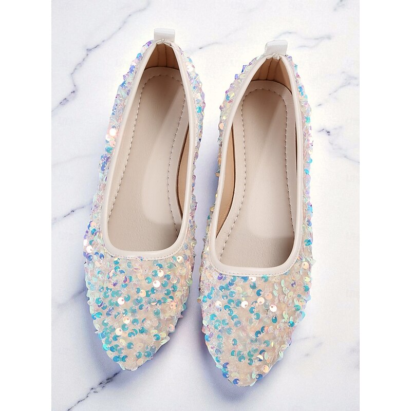 Women's Black Sequin Pointed Toe Ballet Flats - Sparkly Nightlife Party and Clubwear Shoes4