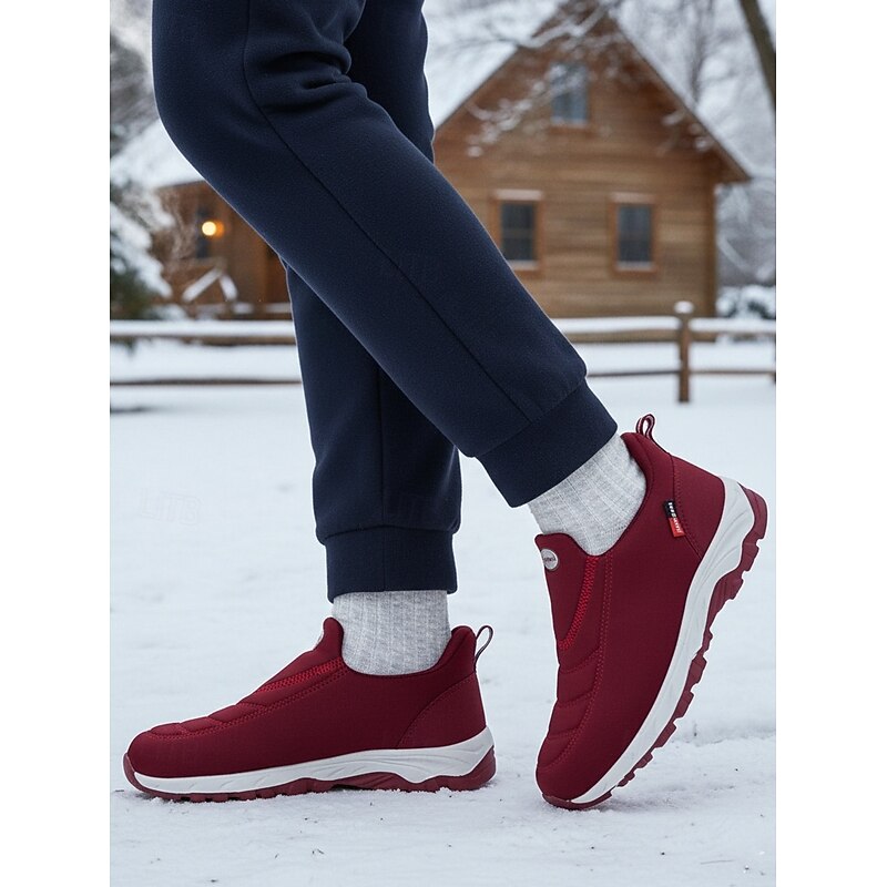 Women's Dark Red Slip-On Walking Shoes – Lightweight Comfort Sneakers for Travel, Outdoor Activities and Everyday Wear