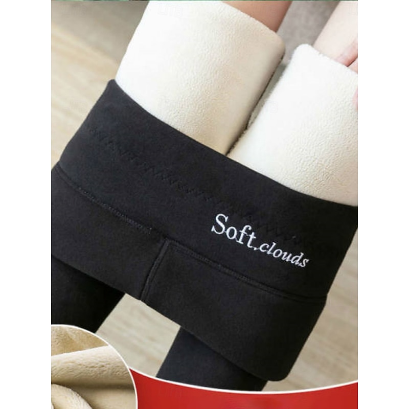 Women's Fleece Pants Leggings Fashion Streetwear Casual Full Length High Waist Plain High Cut Comfy Soft Comfortable Stretchy Street Causal Daily Dark-Gray Black Gray Summer Spring Fall Winter