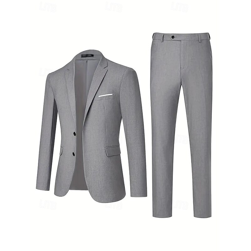 Men's Wedding Casual Business Suits Notch Lapel Black Dark Blue Formal Solid Colored Tailored Fit 3 Piece Single Breasted Two-buttons3