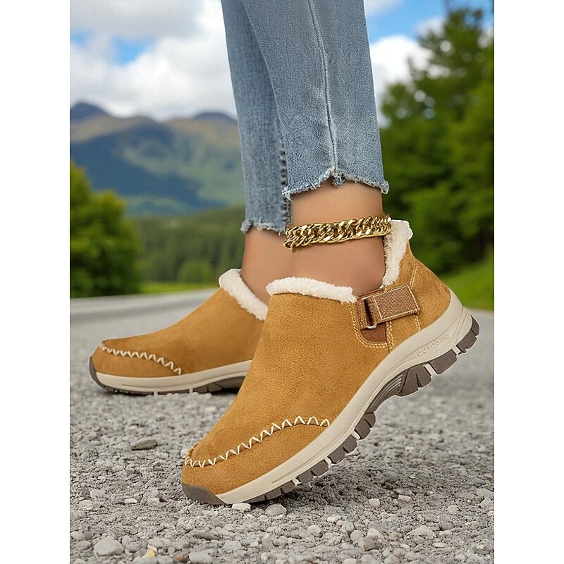 Women's Fur Lined Slip-On Sneakers, Casual Outdoor Anti-Slip Winter Shoes for Snow and Cold Weather3
