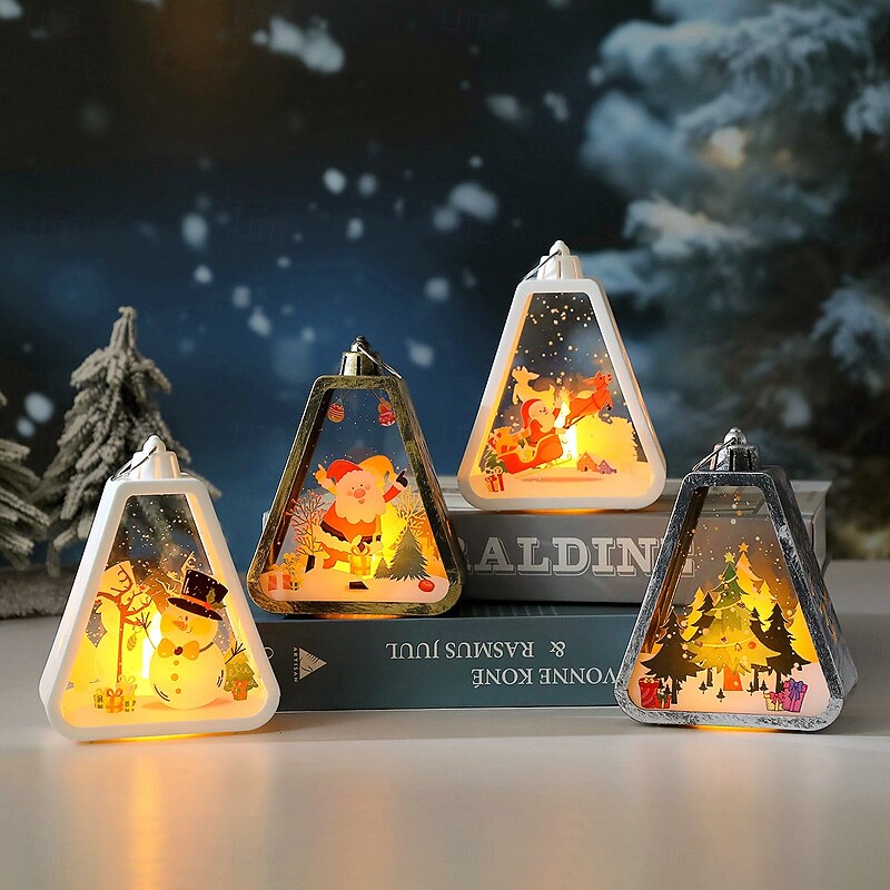 1 Pc 13 * 10CM Christmas LED Electronic Candle Retro Wind Light Hanging Lantern Indoor and Outdoor Gathering Desktop Atmosphere Decorative Light Small Leaf Light AG10 * 3 Batteries3