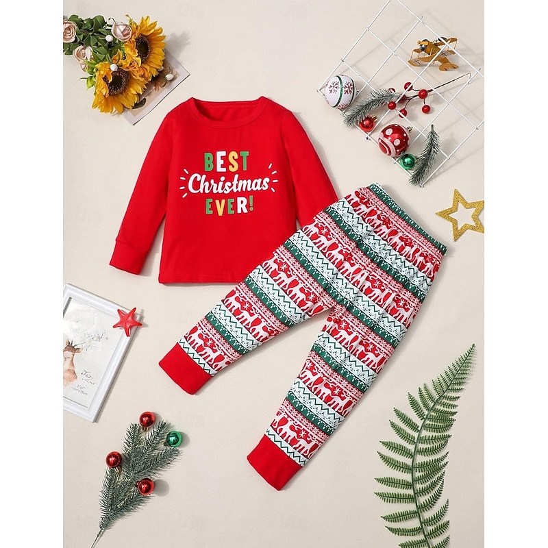 Santa Claus Family Christmas Pajamas Nightwear Men's Women's Boys' Girls' Family Matching Outfits Sweet Graphic Pattern Adults Kid's Christmas New Year Christmas Eve Home Wear Top Pants4
