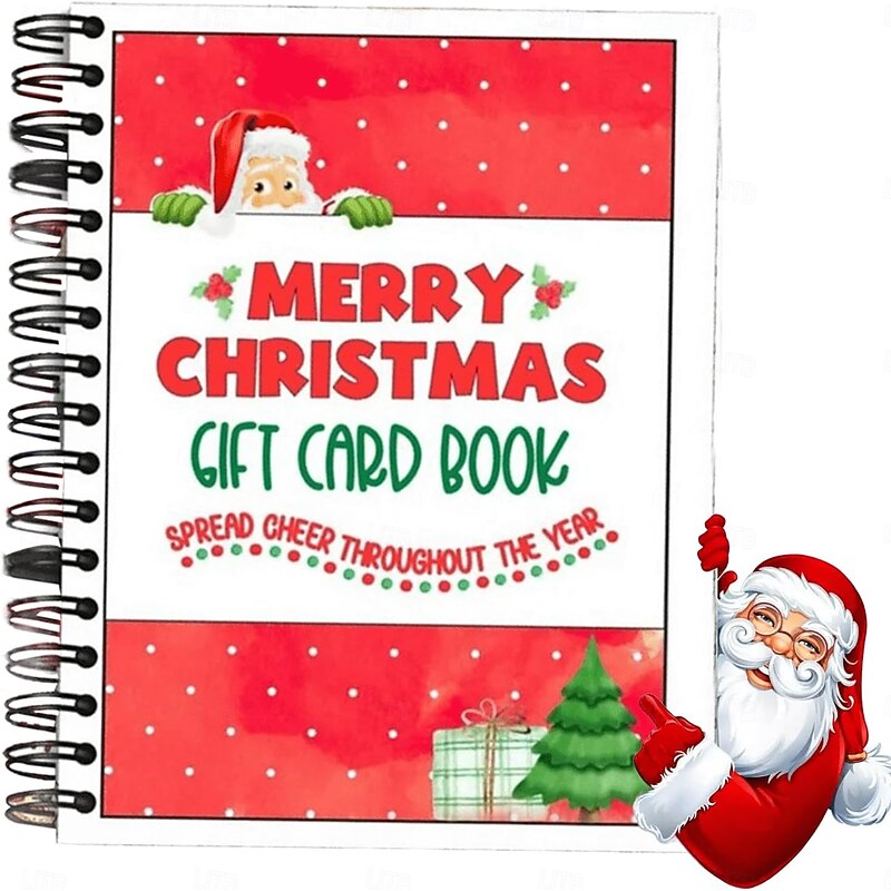 The Ultimate Christmas Gift Card Book, 5x7 Inch Colorful Spiral Bound Merry Christmas Card Book With 30 Different Gift Card Pages And 4 Message Pages For Family Friends Students2