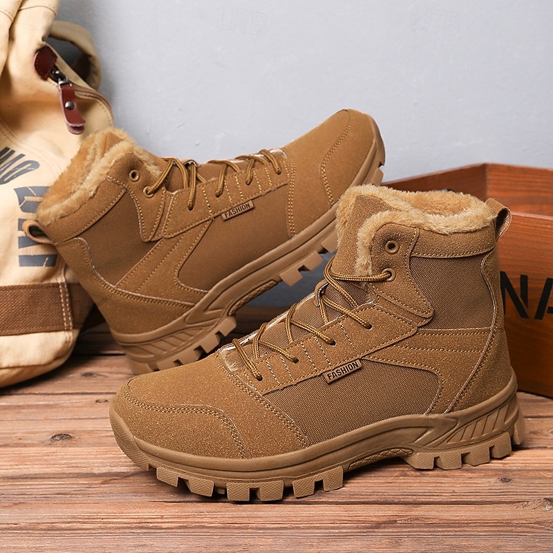 Men's Waterproof Warm Hiking Boots with Fur Lining, Non-Slip Sole, Outdoor Trekking and Camping Shoes3