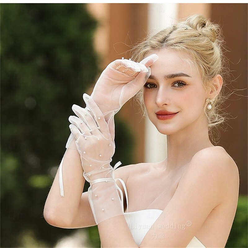 Tulle / Mesh Wrist Length Glove Elegant / Party / Evening / Stylish With Pure Color Wedding / Party Glove