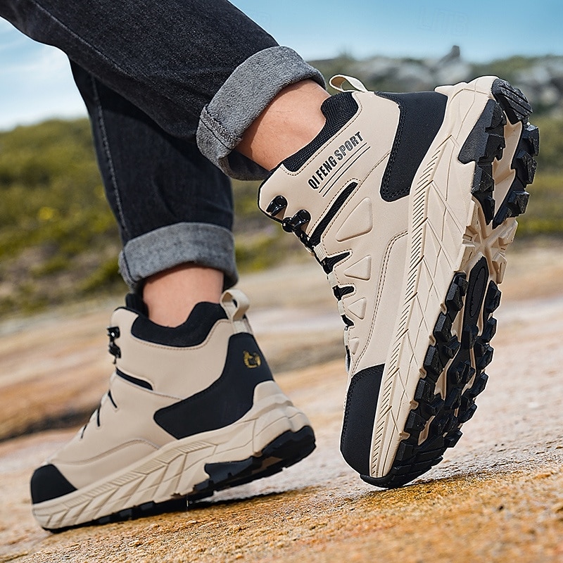 Men's High Top Hiking Boots with Shock-Absorbing Sole, Breathable Outdoor Trekking Shoes for Mountain Climbing, Walking Trails and Camping Trips4