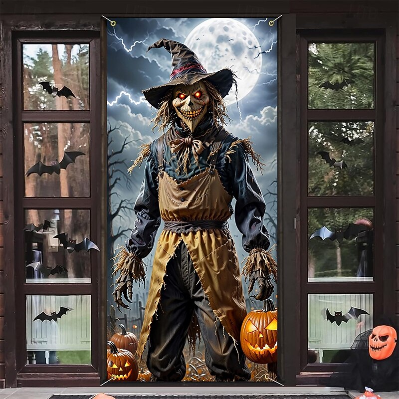 Halloween Posters Door Cover Outdoor Banners Scarecrow 3D Dark Punk Gothic Style Party Dorm Teens Room College Dorm Guys Man Cave Frat Bedroom Shooting Backgrounds Home Decor4
