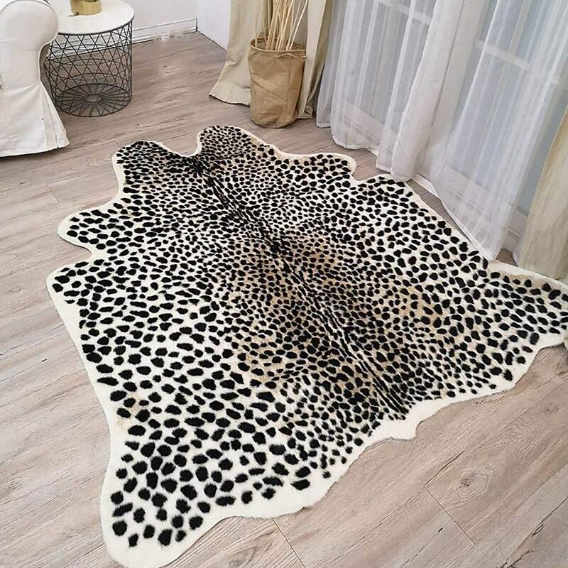 Area Rugs Tiger Print Shaped Rug, Faux Fur Animal Skin Carpet for Living Room & Bedroom, Soft Fluffy Accent Floor Mat Home Decor2
