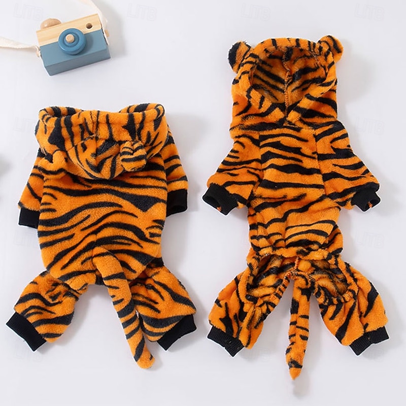 Dog & Cat Outfit with Hood, Warm Winter Costume for Small Dogs like Poodles, Bulldogs, Corgis - Easy Slip-On Jumpsuit, Halloween & Photo Shoot Apparel for Pets3