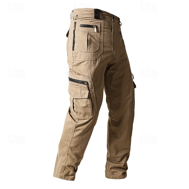 Men's Cargo Pants Trousers Buttons Multi Pocket Plain Wearable Outdoor Daily Camping & Hiking Fashion Classic Black Yellow2
