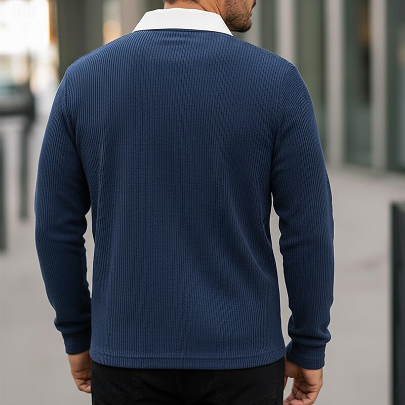 Men's Corduroy Shirt Polo Shirts Casual Sports Lapel Long Sleeve Fashion Basic Color Block Patchwork Buttons Fall Spring &  Fall Regular Fit Army Green Burgundy Navy Blue Dark Gray Corduroy Shirt2