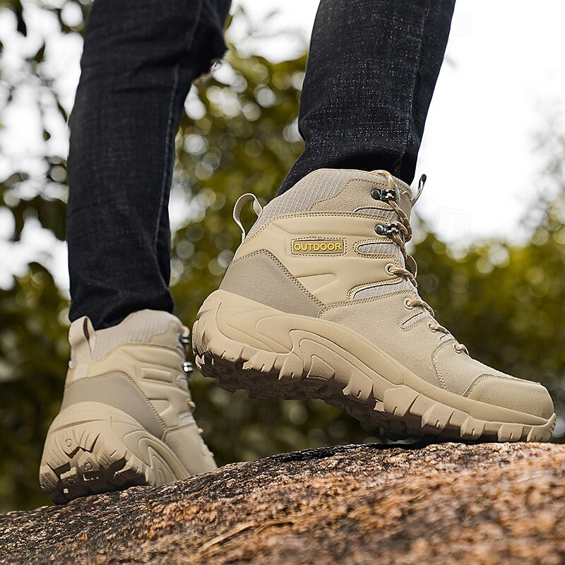 Men's High Top Outdoor Hiking Boots with Lace-Up Design, Anti-Slip Sole, Ankle Support, Casual Trekking Style for Camping, Climbing and Daily Wear3