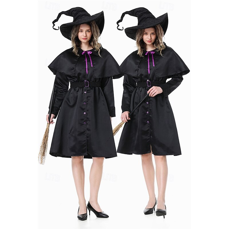 Witch Wizard Halloween Dress Fancy Costume Couples' Costumes Cosplay Kid's Adults' Women's Girls' Halloween Carnival Performance Party Easy Halloween Costumes Dress Up3