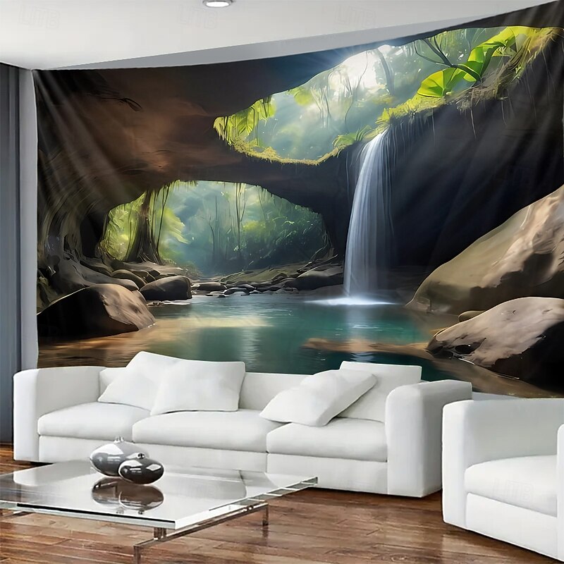 Tapestry Blanket Wall Hangings Waterfall Forest Tropical 3D Bedroom Living Room Dorm Home Decor2