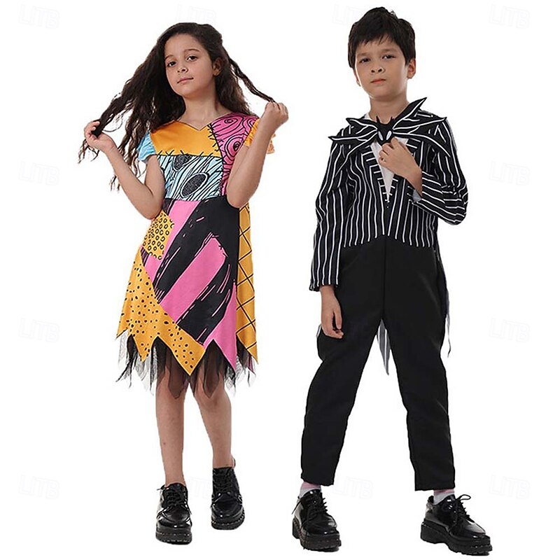 Sally Jack Skellington Halloween Fancy Costume Halloween Group Family Costumes The Nightmare Before Christmas Casual Kid's Boys' Girls' Halloween Carnival Performance Party Easy Halloween Costumes