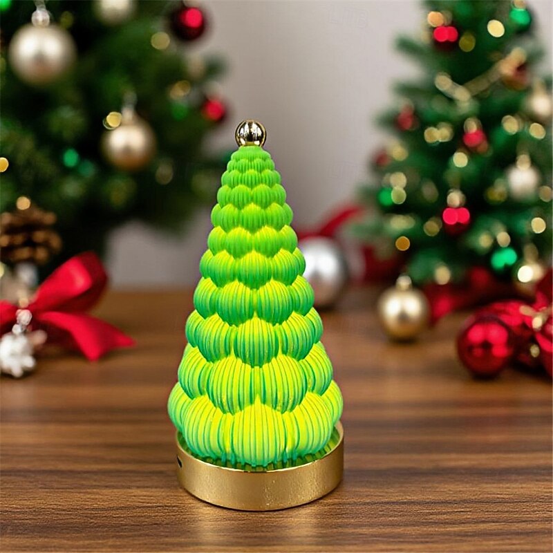 Three Color Led Christmas Tree Decoration Night Light Creative Birthday Gift Bedroom Bedside Usb Charging Atmosphere Table Lamp  1PC