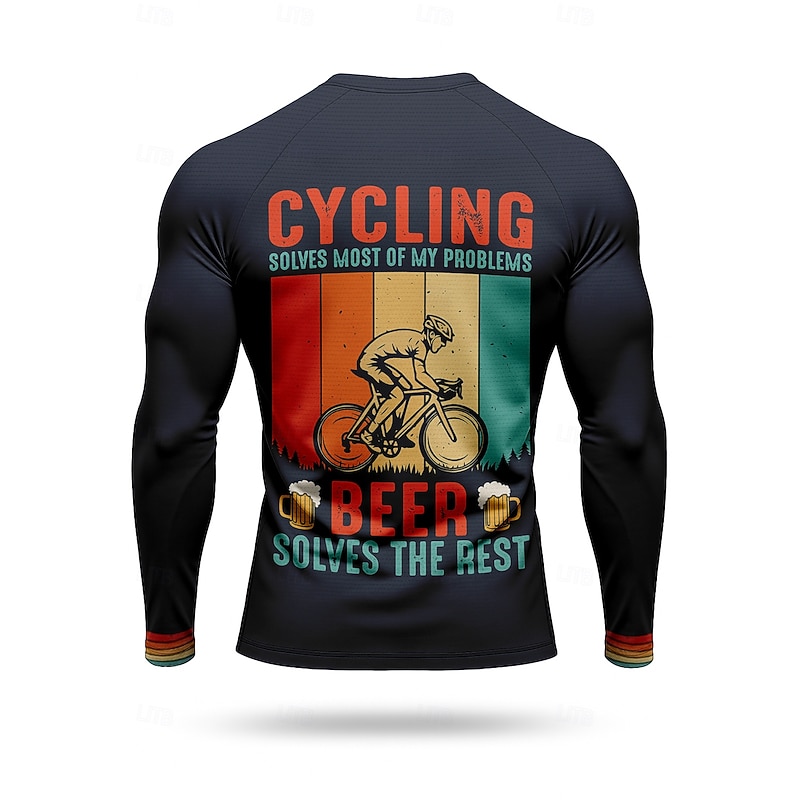 Men's Downhill Jersey Rainbow Letter & Number Long Sleeve Bike Jersey Top with 3 Rear Pockets Quick Dry Soft Comfortable Moisture Wicking Sports Dark Navy Clothing Apparel2