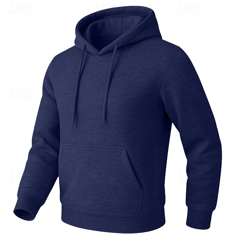 Men's Hoodie Fleece Hoodie Fleece lined Hoodie Black White Yellow Pink Army Green Hooded Plain Kangaroo Pocket Sports & Outdoor Casual Daily Polyester Streetwear Cool Sportswear Spring Fall Clothing4