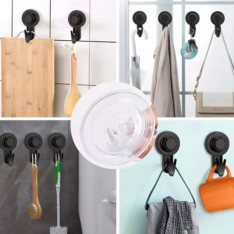 4 Pack Rotating Suction Cup Hooks – Strong Vacuum Adhesive Hooks, No Drilling, Wall-Mounted for Kitchen, Bathroom, Door, Clothes, and Home Organization3