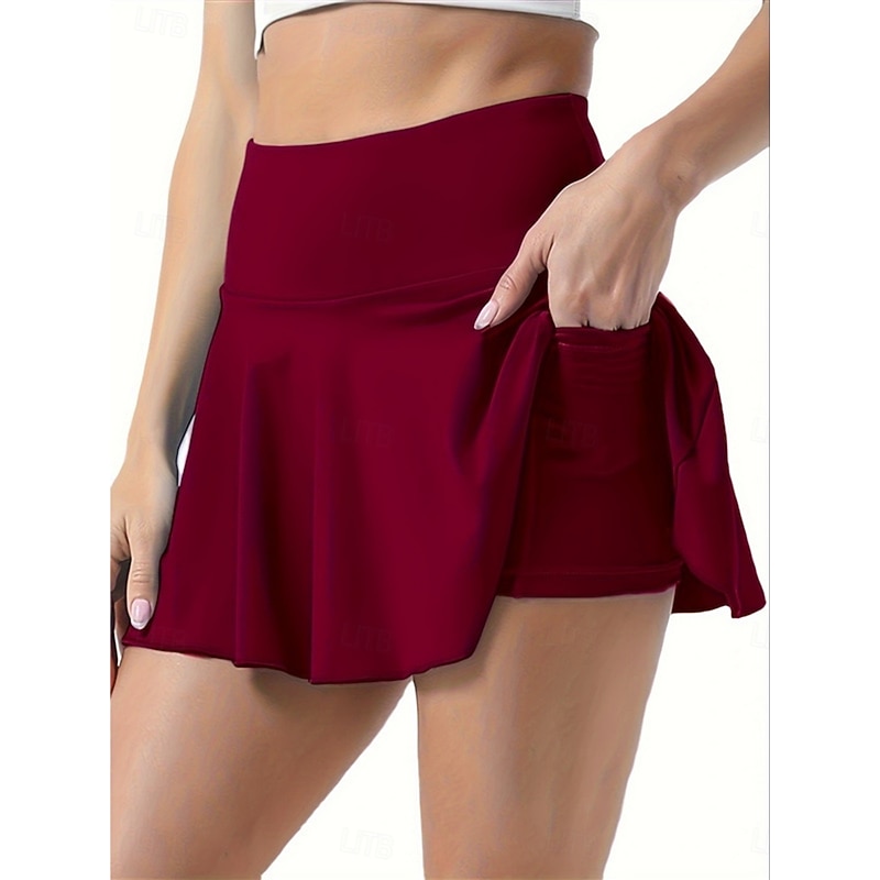 Women's Skirt A Line Fashion Casual Mini High Waist Skirts Plain Pocket Stretchy Sports Outdoor Daily Black White Pink Wine Summer Polyester4