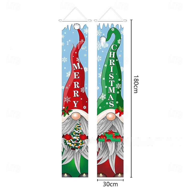 2025 Christmas Couplets Banner, Red & Blue Snowman Hanging Tapestry, Holiday Festive Atmosphere Decoration4