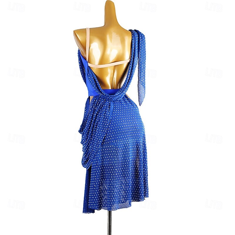 Women's Ruffle Rhinestone DanceWear Dance Dress Performance Wear4