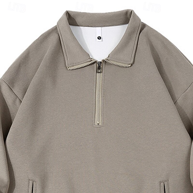 Women's Pullover Sweatshirts Zip Up Sweatshirts Plain Sports Fashion Casual Long Sleeve High Neck Regular Tops Street Dailywear Casual Half Zipper Quarter Zipper Zipper Gray Fall Winter3