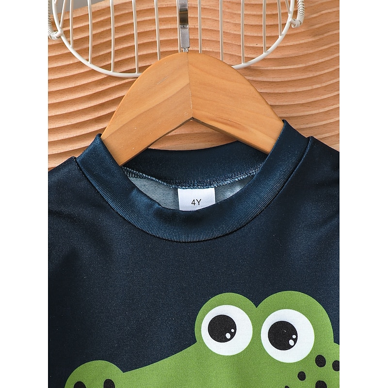 2 Pieces Toddler Boys' T-shirt & Pants Outfit Dinosaur Long Sleeve Crewneck Set School Fashion Daily Fall Winter 4-7 Years Army Green4