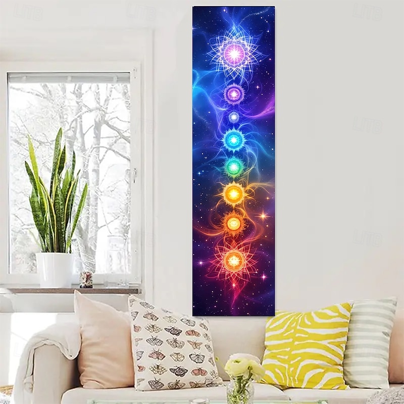 Tapestry Banners Long Vertical Wall Hanging Seven Chakra Yoga Meditation Flower Chakra Galaxy Fantasy Aesthetic Mystic Bedroom Living Room Dorm Wall Porch Home Decor2