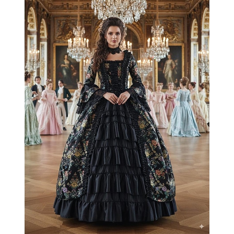 Gothic Lolita Rococo Victorian Fancy Costume Ball Gown Prom Dress Plus Size Queen Princess Floral Fancy Dress Women's Royal Halloween Carnival Performance Masquerade Ren Faire Adults' Dress