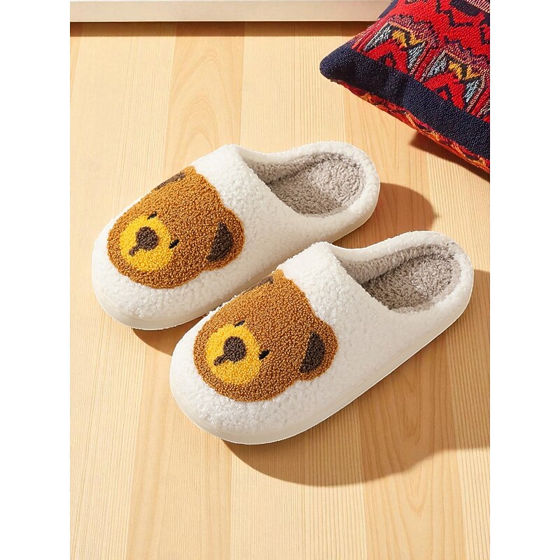 Women's Fuzzy Bear Slippers Warm Plush Indoor Shoes Cute Cartoon Style for Winter Home Wear2