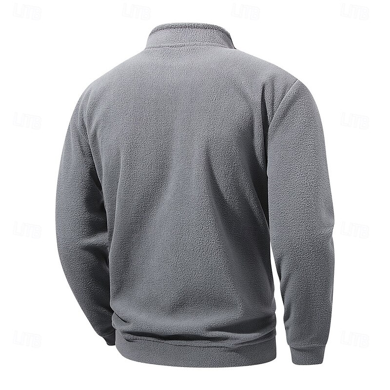 Men's Sweatshirt Fleece Sweatshirt Quarter Zip Sweatshirt Black Green Gray Half Zip Plain Pocket Quarter Zip Sports & Outdoor Daily Holiday Polyester Streetwear Basic Casual Fall Winter Clothing3