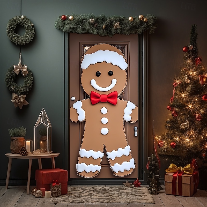 Christmas Posters Door Cover Outdoor Banners Gingerbread Man Cute 3D Party Dorm Teens Room College Dorm Guys Man Cave Frat Bedroom Shooting Backgrounds Home Decor3